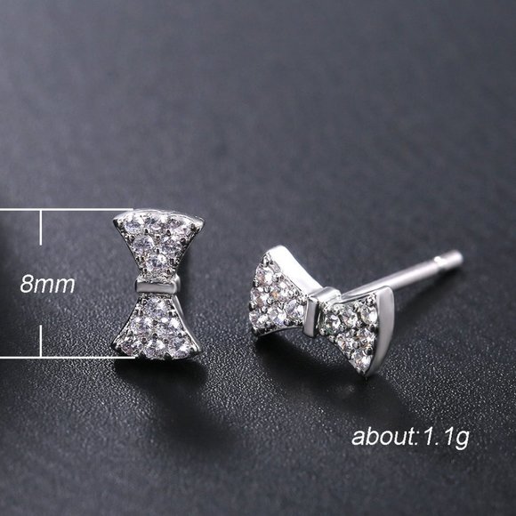 🍁Dainty Bow Sweet CZ Bow Shape Stud Earrings for Women, GPMB1425 - Picture 6 of 6